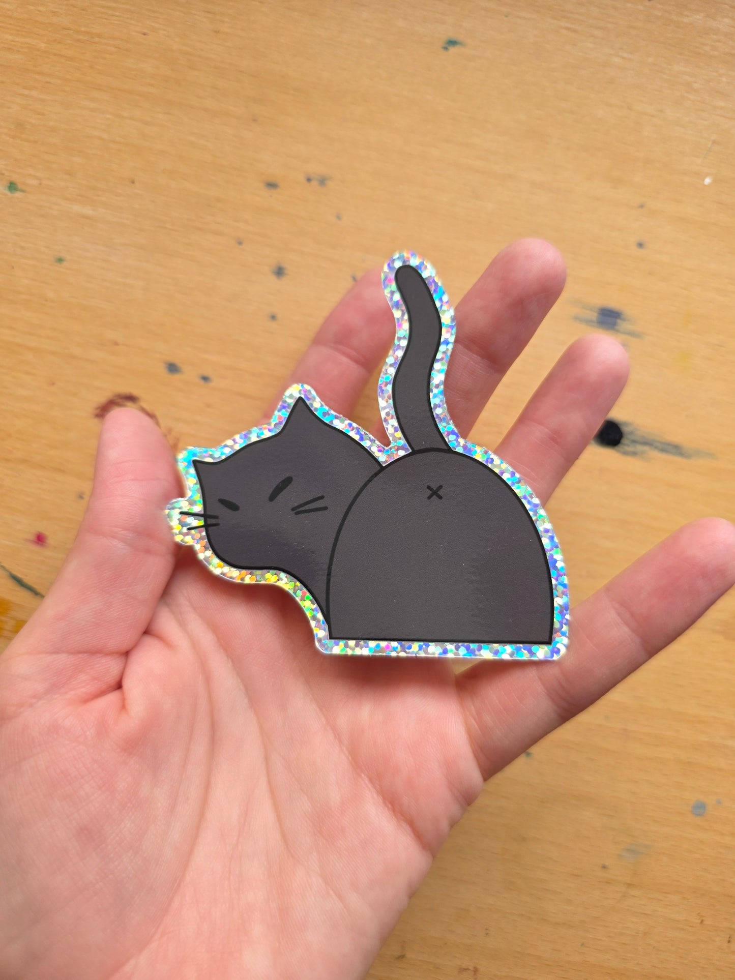 Glitter Kitty Butt Vinyl Sticker