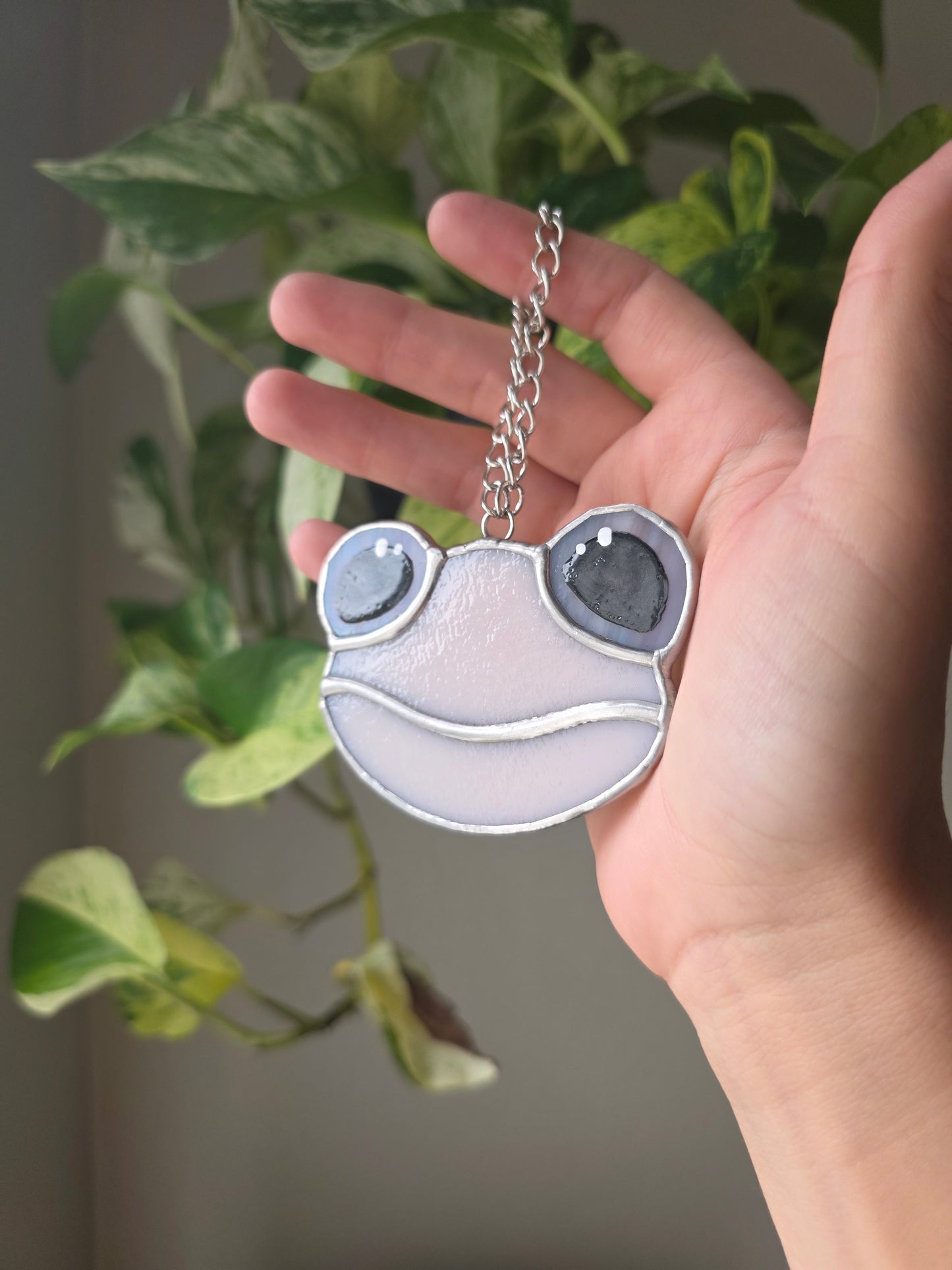 Light Pink with Purple Eyes Stained Glass Frog