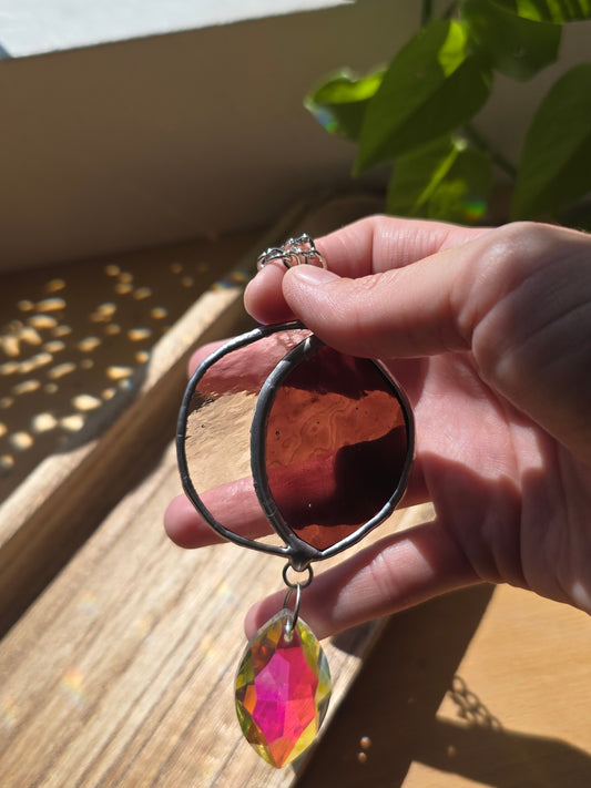 Clear and Purple Moon Stained Glass