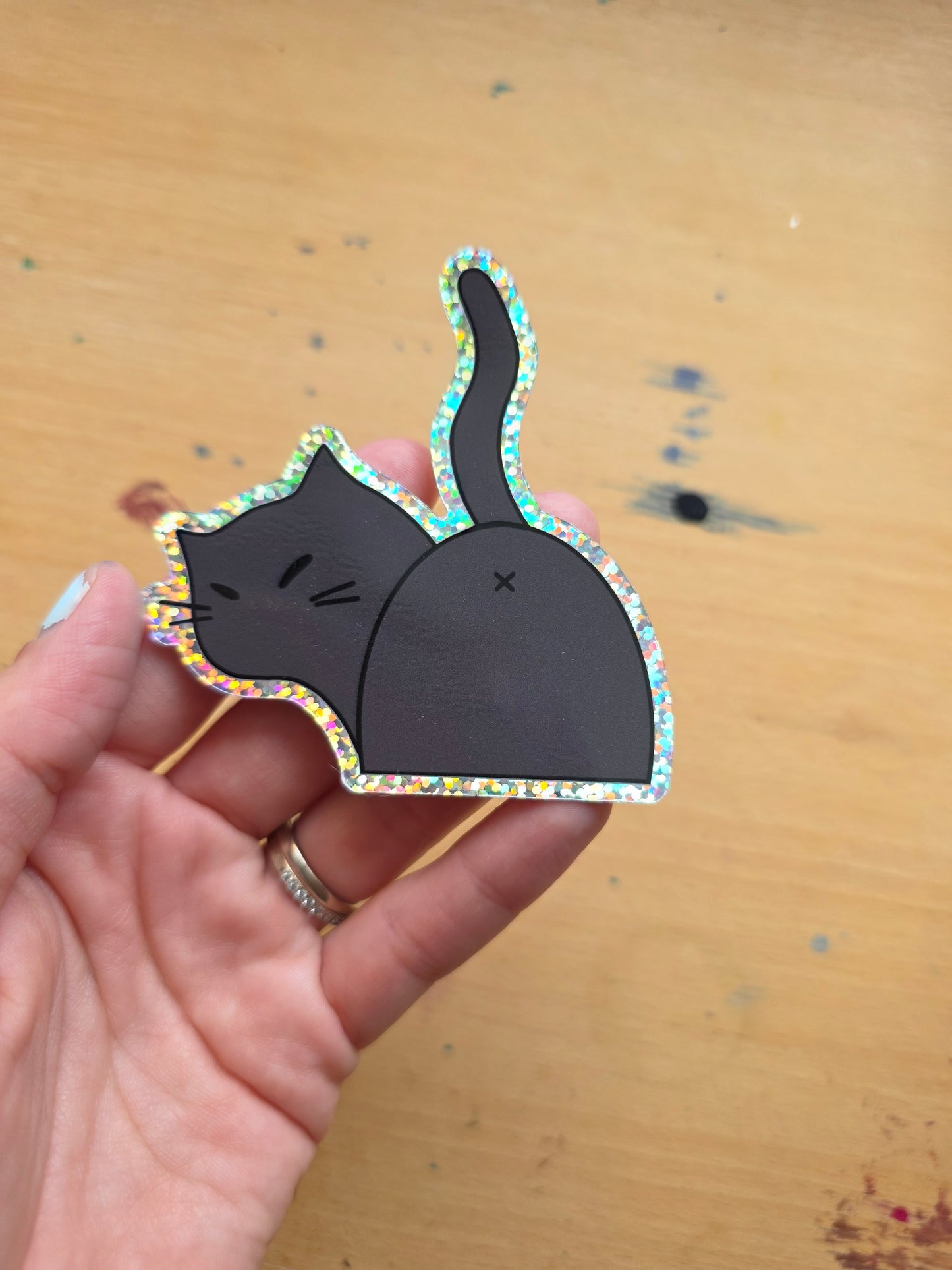 Glitter Kitty Butt Vinyl Sticker