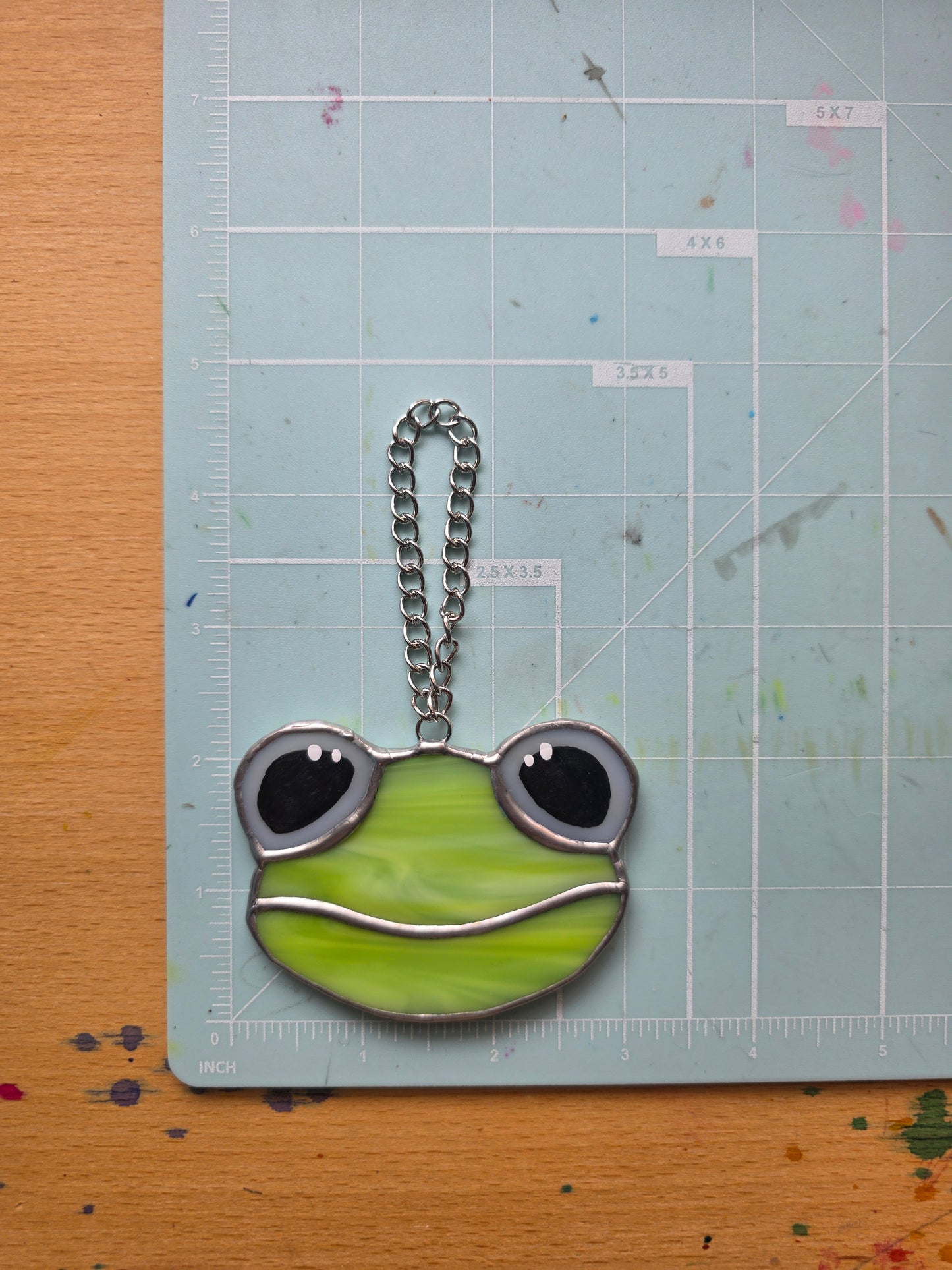 Neon Green Stained Glass Frog