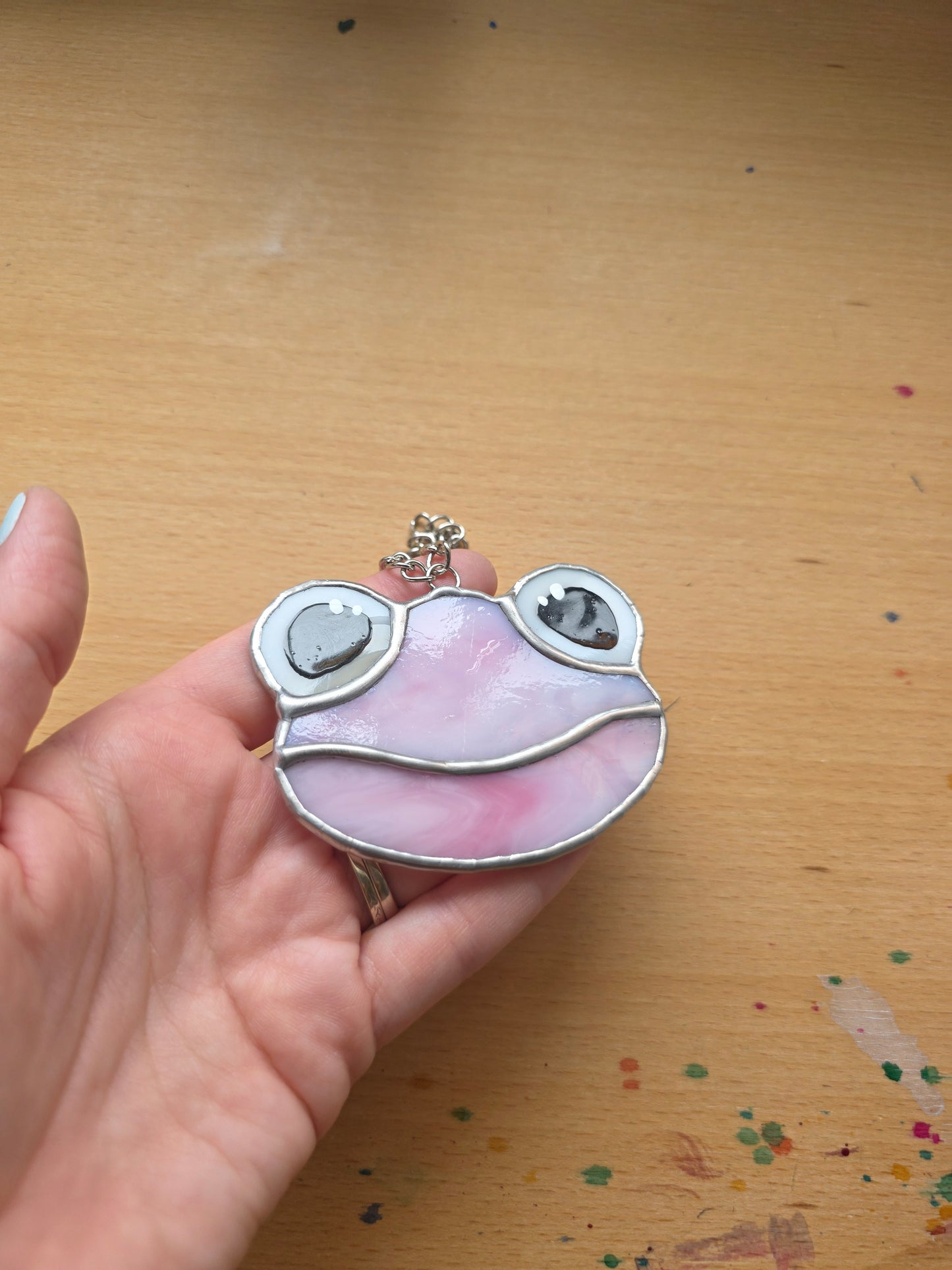 Pink Swirl Stained Glass Frog